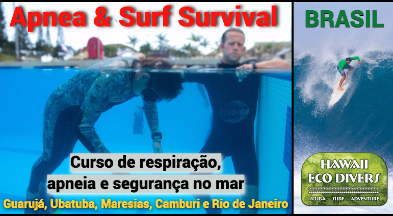O curso de respiração, apneia e sobrevivência no mar da Hawaii Eco Divers volta ao Brasil em Junho de 2022